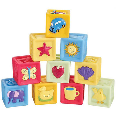 

10PCSSet Baby Blocks Toys Non-toxic Soft Plastic Cartoon Cube Building Children Educational Soft Rubber Blocks