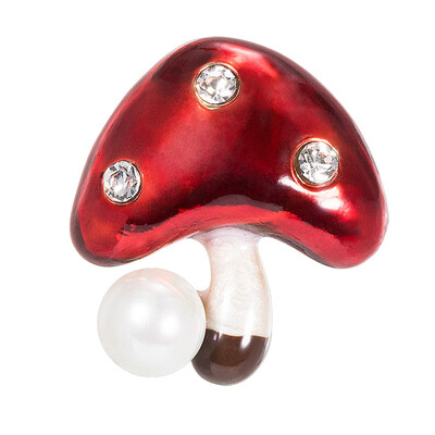 

Women Dripping Oil Brooch Rhinestone Pearl Mushroom Corsage Alloy Pins Breastpin Jewelry Gift