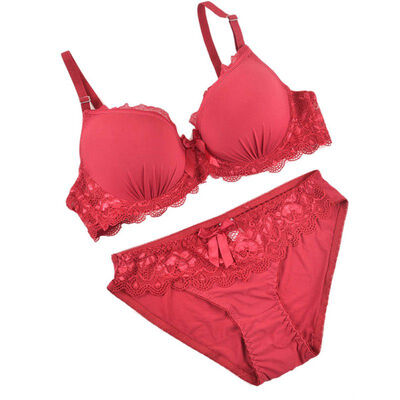 

ROPALIA New Solid Lace Bra Brief Sets Sexy Underwear Women Push Up Female Bra