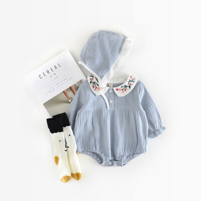 

Baby Cute Embroidery Newborn Girl Bodysuit Infant cotton jumpsuit Hats Long Sleeve Toddler Kids Clothing Sets