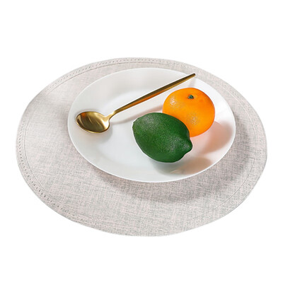 

Round Shape Solid Color PU Western Food Mat Heat Waterproof Oil proof Insulation Decorative Table Mat Coasters