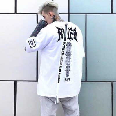 

Men Casual Short Sleeve Bottoming Round Collar T-shirt Letter Print Loose Tops