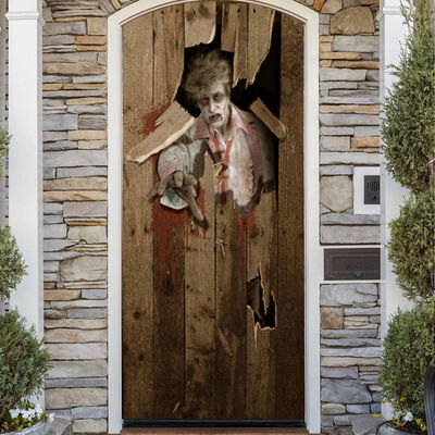 

2019 New 3D Door Sticker Horror Door Sticker For Halloween Zombie Breaks Door Unique DIY Festive Party Decoration