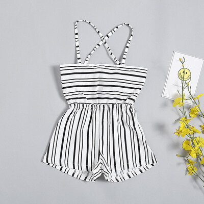 

2019 Boho Style Infant Toddler Kids Baby Girls Striped Sleeveless Romper Suspender Jumpsuit Outfits Fashion Summer Cute Playsuit