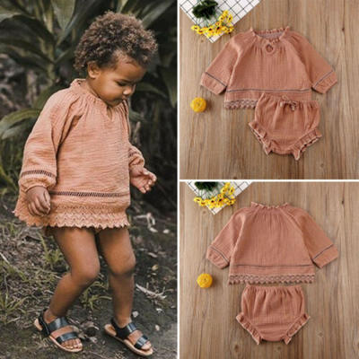

US Newborn Baby Girl Autumn Clothes Ruffle Tops T-shirt Shorts Pants Outfits Set