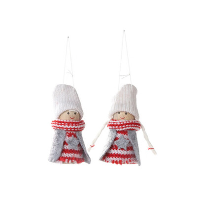 

Cute Knitted Wooden Christmas Doll Pendant Christmas Tree Decorations for Home Wooden Xmas Tree Ornaments Xmas Gift for Kids