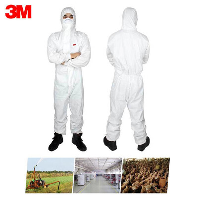 

3M 4545 Protective Coveralls with Fit Hood & Elastic Cuff for Industry Lab Use White Dust-proof Non-woven Fabric