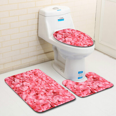 

〖Follure〗3PCS Valentines Day Pattern Non Slip Toilet Seat Cover Rug Bathroom Set Decor