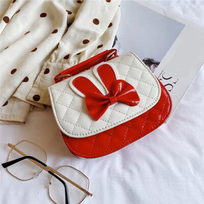 

Cute kid mini purse handbag patchwork bow rabbit ear bags for girls messenger bag