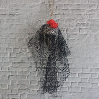 

Foam Lace Simulation Head Skeleton For Halloween Household Simulation Head Skeleton Hanging Decoration
