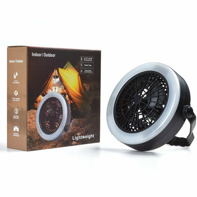 

45V 12W Outdoor Camping Portable Batteries LED Fan Light Hanging Tent Lamp New