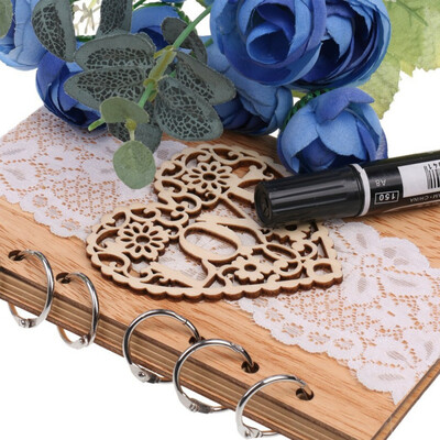 

Happy Wedding Wooden Notebook Couple Notebook Lasercut Wood Journal Wedding Decoration Party Christmas Crafts Decorative