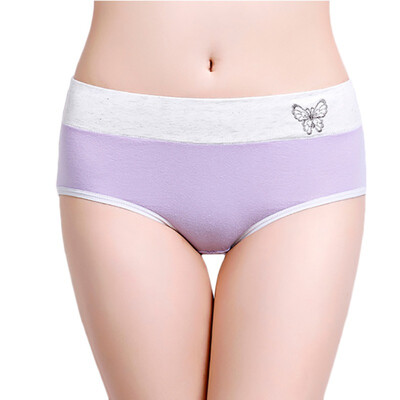 

Womens Embroidered Butterfly Plus Size Briefs Fashion Trend Sweet Mid Rise Cotton Comfortable Solid Color Panties
