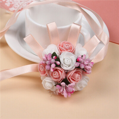 

Creative Artificial Wrist Flower Bridesmaid Sisters Hand Flowers Artificial Bride Flowers Wedding Decoration Flower