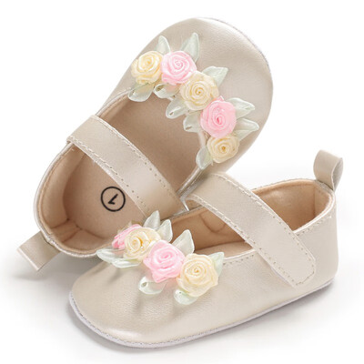 

Baby Shoes for Girls Newborn Toddler Simple Small Fresh Flower First Walkers Baby Girl Toddler Princess PU Shoes