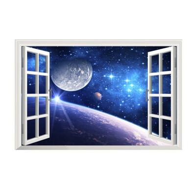 

3D Window Scenery Removable Beach Sea Wall Sticker home Decor Decals Mural Decal Exotic Beach View Wall Sticker