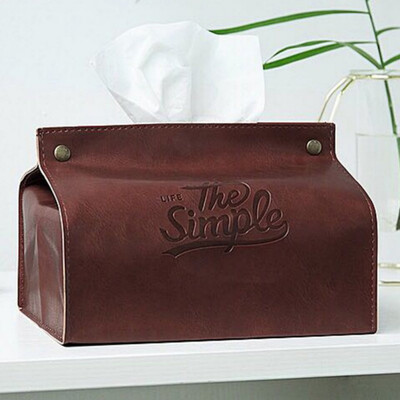 

Ins Nordic Leather Tissue Box Container Towel Napkin Tissue Holder Paper Dispenser Tissue Holder Case for Office Home Decoration