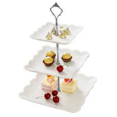 

Three-Layer Dried Fruit Ceramic Plate Cake Stand Afternoon Tea Dessert Dessert Plate Dessert Stand