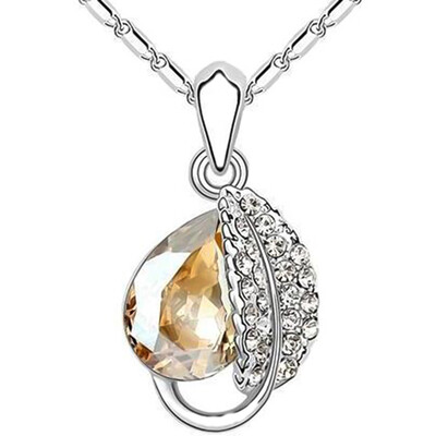 

Fashion Korea Acacia Leaf Crystal Jewelry Bridal Wedding Retro Necklace Gift