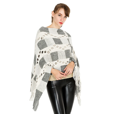 

Women Autumn Winter Shawl Fashion Fringed Decroation Warm Shawl Color Matching Wool Cloak Scarf Shawl