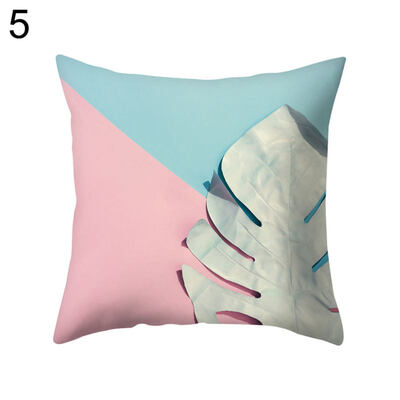 

Leaves Color Block Pillow Cover Cushion Case Home Car Sofa Bedroom Hotel Decor