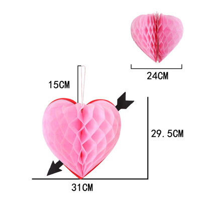 

Heart Shape Honeycomb Ball Valentine Decorations Paper Honeycomb Balls Lanterns Hanging Decoration Wedding Decoration Decoracao