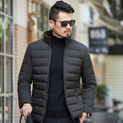 

Winter 2018 mens cotton-padded jacket with stand-up collar short style cold-proof cotton-padded coat