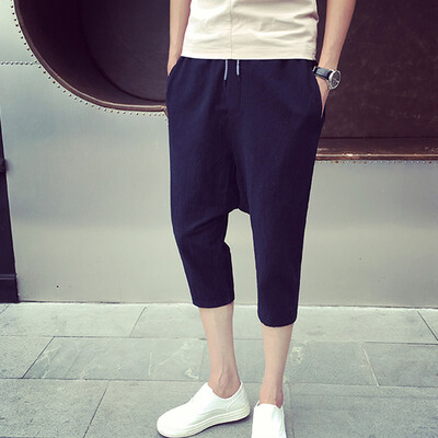

Tailored Mens New Summer Fashion Leisure Flax Loose Hallen Calf-Length Shorts Pants