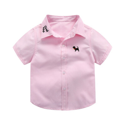

Baby Shirts New Children Short-sleeved Shirt Boys Puppy Solid Color Top Baby Casual Clothing 3-10T
