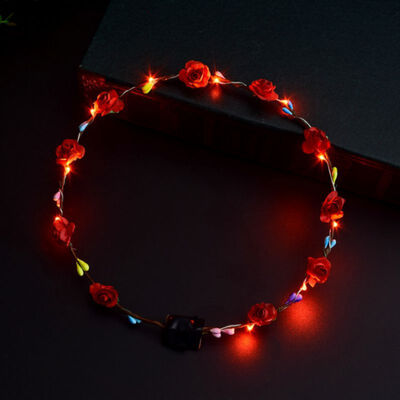 

Hot Party Crown Flower Headband LED Light Up Hair Wreath Hairband Garlands Women Halloween Christmas Glowing Wreath