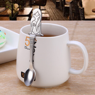 

Stainless Steel Cartoon Mermaid Spoons Creative Ice Cream Dessert Long Handle Coffee&Tea Spoon Tableware Kitchen