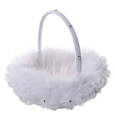 

Romantic Basket Wedding Decor Collection Flower Basket Satin Rose Petals Holder for Wedding Party Decoration