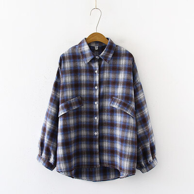 

ETOSELL Retro Long Sleeves Lapel Shirt Loose Long-sleeved Blosue Casual Cardigan Women Fashion Tops