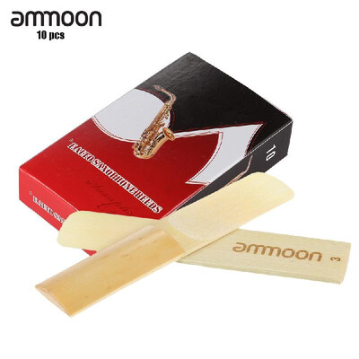 

ammoon 10-pack Pieces Strength 25 Bamboo Reeds for Eb Alto Saxophone Sax Accessories