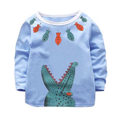 

Autumn Baby Boys Long Sleeve T-Shirts Kids Girls Cartoon Crocodile Printed Tops Tees Casual Blouse T-Shirts
