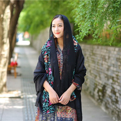 

New Arrival Bohemian Beach Flowers Printed Chiffon Scarf Long Scarves For Women Wrap Shawl Stole