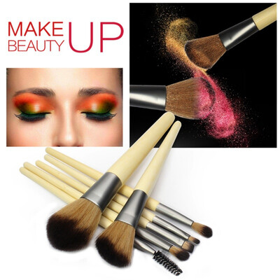 

7pcs Makeup Brushes Set Powder Foundation Eyeshadow Make Up Brushes Cosmetics Wood Handle Brush Set With Pokcet