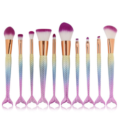 

10pcs Makeup Brush Pink Hair Professional Powder Blush Eyeshadow Brush Make Up Brush Kit