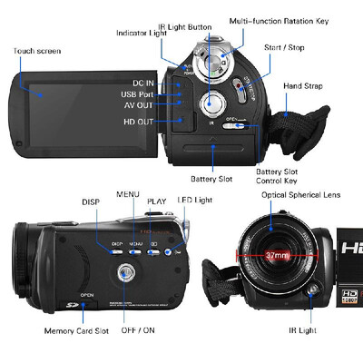 

Andoer HDV-D395 Digital Video Camera DV WiFi 1080P 30fps FHD 24M Camcorder 18X Zoom with 72mm 039X Wide Angle Macro Lens Remot