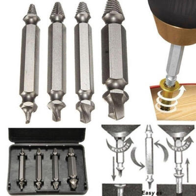 

4pc Broken Bolt Remover Extractor Drill Bits Easy Out Stud Reverse Damage Screw