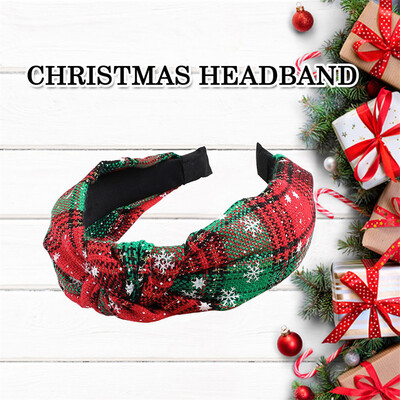 

Gobestart Pure Cotton Fabric Hairring Christmas Snowflake Stripe Tie Ball Hair Hoop