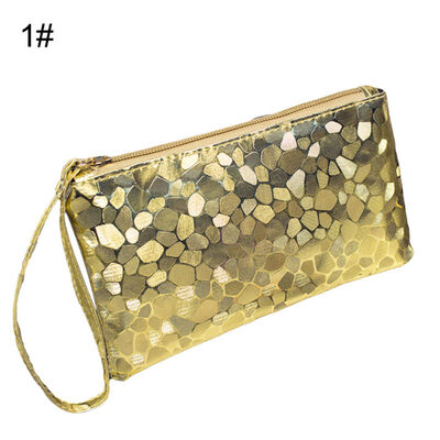 

Fashion Women Stone Grain Sequins Faux Leather Clutch Bag Wallet Wristlet Purse
