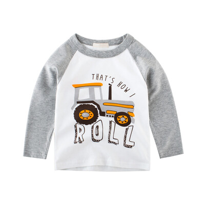 

2018 Cartoon Cotton Autumn Shirt Boy Girls Kids Clothing Children T-shirts Dinosaur Print Long Sleeve T Shirts Stripes Tops