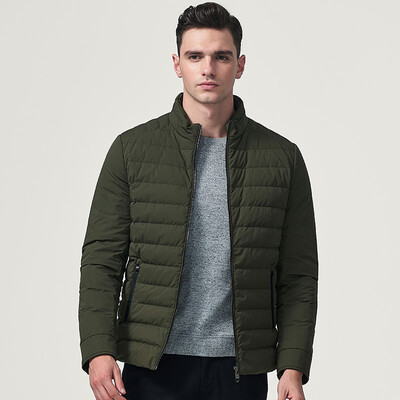

Seven wolves down jacket men 2018 winter new middle-aged mens fashion casual short stand collar down jacket 001 black 17552AXL