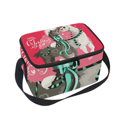 

ALAZA Lunch Box Insulated Lunch Bag Large Cooler Cartoon Llamas In Love Tote Bag