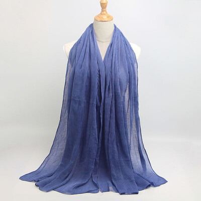 

Gobestart Fashion Pleated wrinkled cotton&linen Shawl Soft Muslim Scarf
