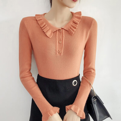 

Women Sweater High Quality Girl Autumn Long Sleeve Pullover Knitted Cute Sweet basic Knitwear Outwear Korean Style Top
