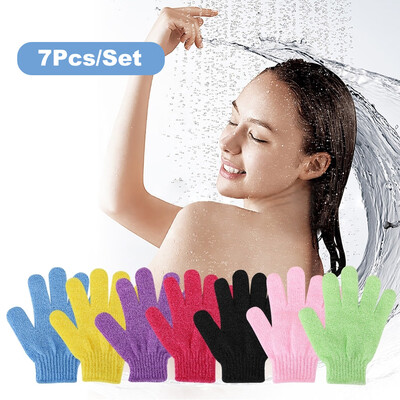 

SOUTH FIN 7PcsSet Bath Glove Shower Exfoliating Body Scrubber Nylon Glove Dead Skin Removal Bathing Tool