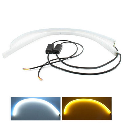 

2x Car DRL Turn Signal Light Strip Amber Sequential Switchback LEDs Tube Lamp DIY