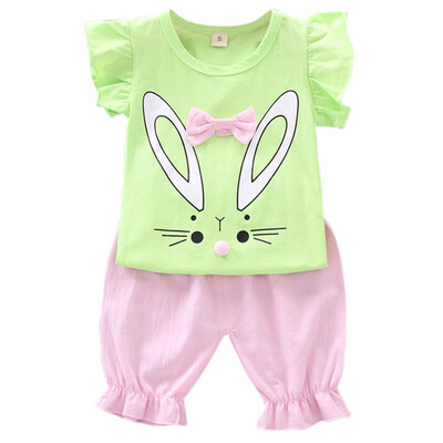 

Baby Girl Clothes Hot Summer New Girls Clothing Sets Rabbit Pattern T-shirt TopsShorts Suits Casual Outfits Sets